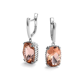 Серьги Дар - Серебро 925, Синтетический морганит (арт. С-5147рс363)