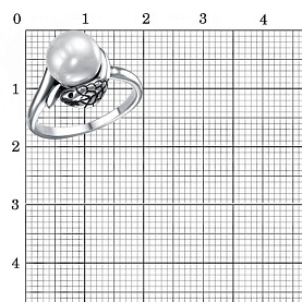 Кольцо Красная пресня - Серебро 925, Жемчуг имитация (арт. 23615788)