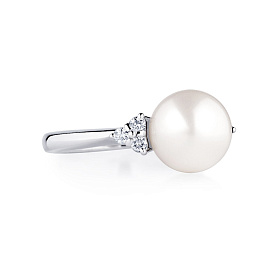 Кольцо Platinum Lab. - Платина 950, Жемчуг культивированный, Бриллиант (арт. ПК-212-02)