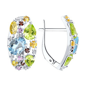 Серьги SOKOLOV - Серебро 925, Аметист, Гранат, Топаз, Фианит, Хризолит, Цитрин (арт. 92020174)