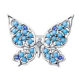 Брошь SOKOLOV - Серебро 925, Синтетический ситалл , Фианит (арт. 94040183)