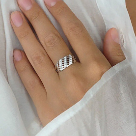 Кольцо Атолл - Серебро 925, Фианит (арт. 11134-925)