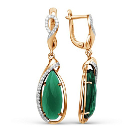 Серьги ЮФ Династия - Золото 375, Синтетический турмалин, Фианит (арт. 000392-5392)