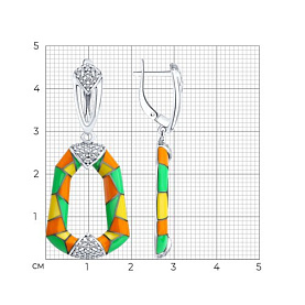 Серьги Diamant - Серебро 925, Фианит, Эмаль (арт. 94-121-00041-1)