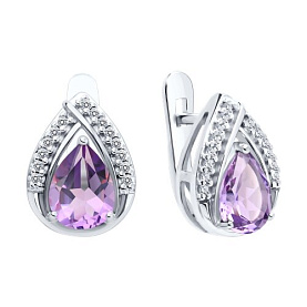 Серьги SOKOLOV - Серебро 925, Аметист, Фианит (арт. 92023142)