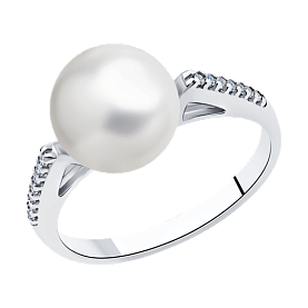 Кольцо SOKOLOV - Серебро 925, Жемчуг культивированный, Фианит (арт. 94013115)