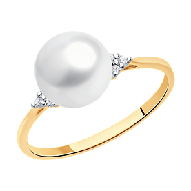Кольцо SOKOLOV - Золото 375, Жемчуг культивированный, Фианит (арт. 37791219)