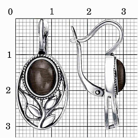 Серьги Красная пресня - Серебро 925, Серпентин (арт. 33615170-16)