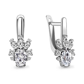 Серьги Аквамарин - Серебро 925, Фианит (арт. 49375А.5)