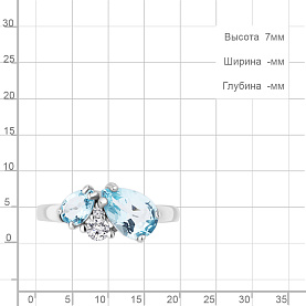 Кольцо Аквамарин - Серебро 925, Топаз лондон, Фианит (арт. 6934602А.5)