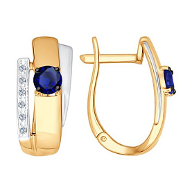 Серьги SOKOLOV - Золото 585, Бриллиант, Сапфир (арт. 2020861)