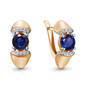 Серьги Аквамарин - Серебро 925, Синтетический сапфир , Фианит (арт. 49368АБ.6)