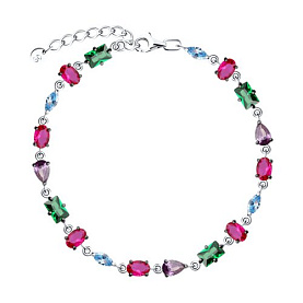 Браслет SOKOLOV - Серебро 925, Синтетический рубин, Фианит (арт. 94051241)