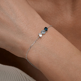 Браслет SOKOLOV - Серебро 925, Горный хрусталь, Топаз, Топаз лондон (арт. 92050189)