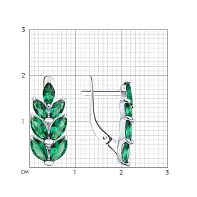 Серьги Diamant - Серебро 925, Синтетический изумруд (арт. 94-320-02172-1)