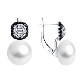 Серьги SOKOLOV - Серебро 925, Жемчуг культивированный, Фианит, Шпинель (арт. 92022792)