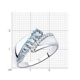 Кольцо SOKOLOV - Серебро 925, Топаз, Фианит (арт. 92011814)