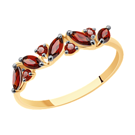 Кольцо SOKOLOV - Золото 585, Гранат, Фианит (арт. 716199)