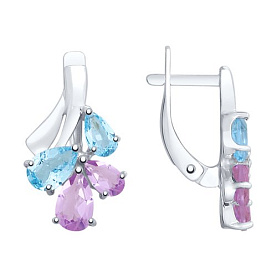 Серьги SOKOLOV - Серебро 925, Аметист, Топаз (арт. 92022082)