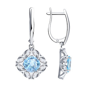 Серьги SOKOLOV - Серебро 925, Топаз, Фианит (арт. 92025298)