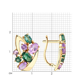 Серьги Diamant - Золото 585, Аметист, Синтетический турмалин (арт. 51-320-00392-1)