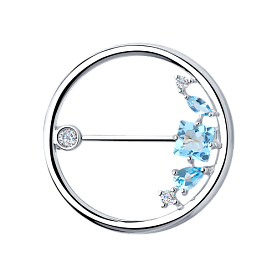 Брошь SOKOLOV - Серебро 925, Топаз, Фианит (арт. 92040089)