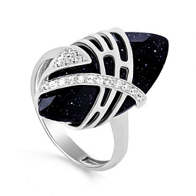 Кольцо Кабаровских - Серебро 925, Авантюрин, Фианит (арт. 11-258-1300)