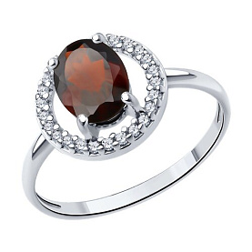 Кольцо SOKOLOV - Серебро 925, Гранат, Фианит (арт. 92014193)