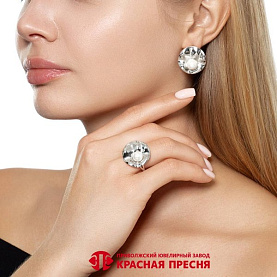 Кольцо Красная пресня - Серебро 925, Жемчуг имитация (арт. 23616044Пл)