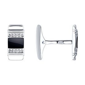 Запонки SOKOLOV - Серебро 925, Фианит, Эмаль (арт. 94160034)