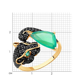 Кольцо SOKOLOV - Золото 375, Агат, Фианит (арт. 37715741)