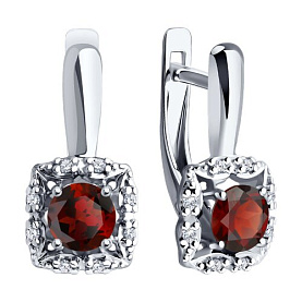Серьги Diamant - Серебро 925, Гранат, Фианит (арт. 94-320-00180-2)