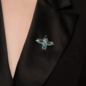 Брошь SOKOLOV - Серебро 925, Фианит, Эмаль (арт. 94040322)