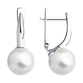 Серьги Diamant - Серебро 925, Жемчуг имитация (арт. 94-120-01174-1)