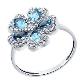 Кольцо SOKOLOV - Серебро 925, Топаз, Фианит (арт. 92014375)
