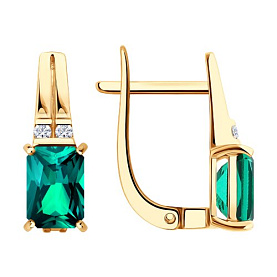 Серьги SOKOLOV - Золото 585, Сапфир, Синтетический изумруд (арт. 729371)