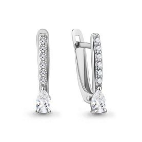 Серьги Аквамарин - Серебро 925, Фианит (арт. 400437.5)