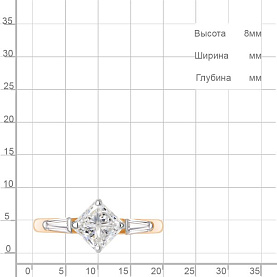 Кольцо Аквамарин - Серебро 925, Фианит (арт. 600655.6)