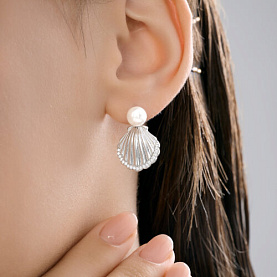 Серьги SOKOLOV - Серебро 925, Жемчуг имитация, Фианит (арт. 94027226)