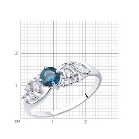 Кольцо SOKOLOV - Серебро 925, Топаз лондон, Фианит (арт. 92011667)