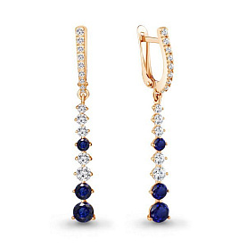 Серьги Аквамарин - Серебро 925, Синтетический сапфир , Фианит (арт. 49191АБ.6)