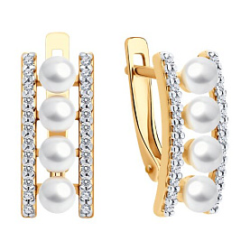 Серьги SOKOLOV - Серебро 925, Жемчуг культивированный, Фианит (арт. 92023146)