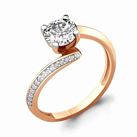 Кольцо Аквамарин - Серебро 925, Фианит (арт. 64002А.6)