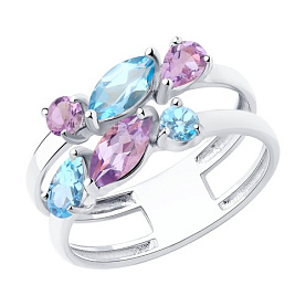 Кольцо Diamant - Серебро 925, Аметист, Топаз (арт. 94-310-00430-1)
