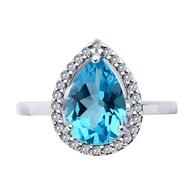 Кольцо SOKOLOV - Серебро 925, Топаз, Фианит (арт. 92014596)