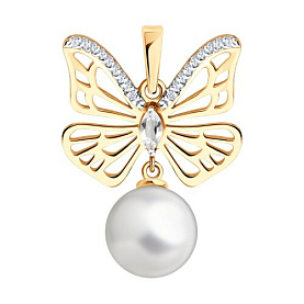 Подвеска SOKOLOV - Золото 585, Жемчуг культивированный, Фианит (арт. 793180)