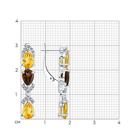 Серьги SOKOLOV - Серебро 925, Раухтопаз, Фианит, Цитрин (арт. 92021412)