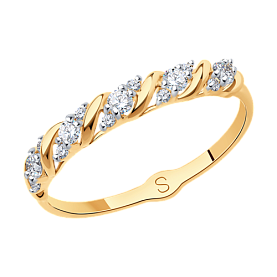 Кольцо SOKOLOV - Золото 375, Фианит (арт. 017852-4)