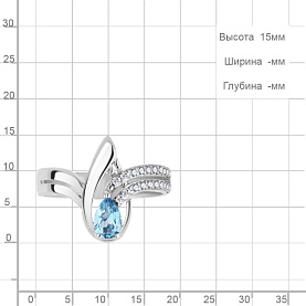 Кольцо Аквамарин - Серебро 925, Топаз, Фианит (арт. 6992105А.5)