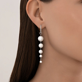 Серьги SOKOLOV - Серебро 925, Жемчуг имитация, Фианит (арт. 94027108)